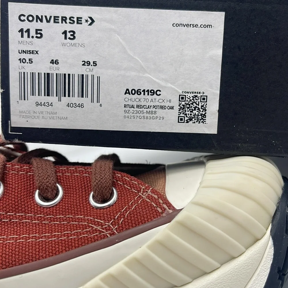 Converse Men’s CHUCK 70 AT-CX HI RITUAL RED/CLAY POT/RED OAK A06119C Platforms